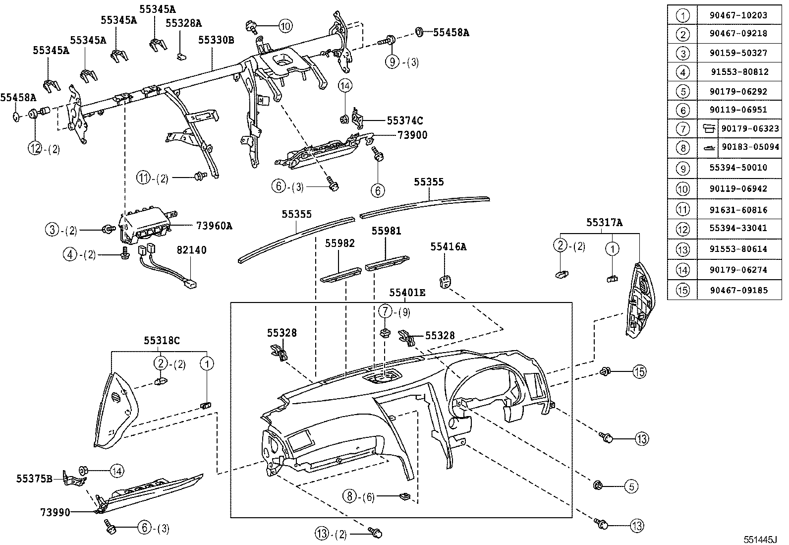 55330-30360 REINFORCEMENT ASSY, INSTRUMENT PANEL product image