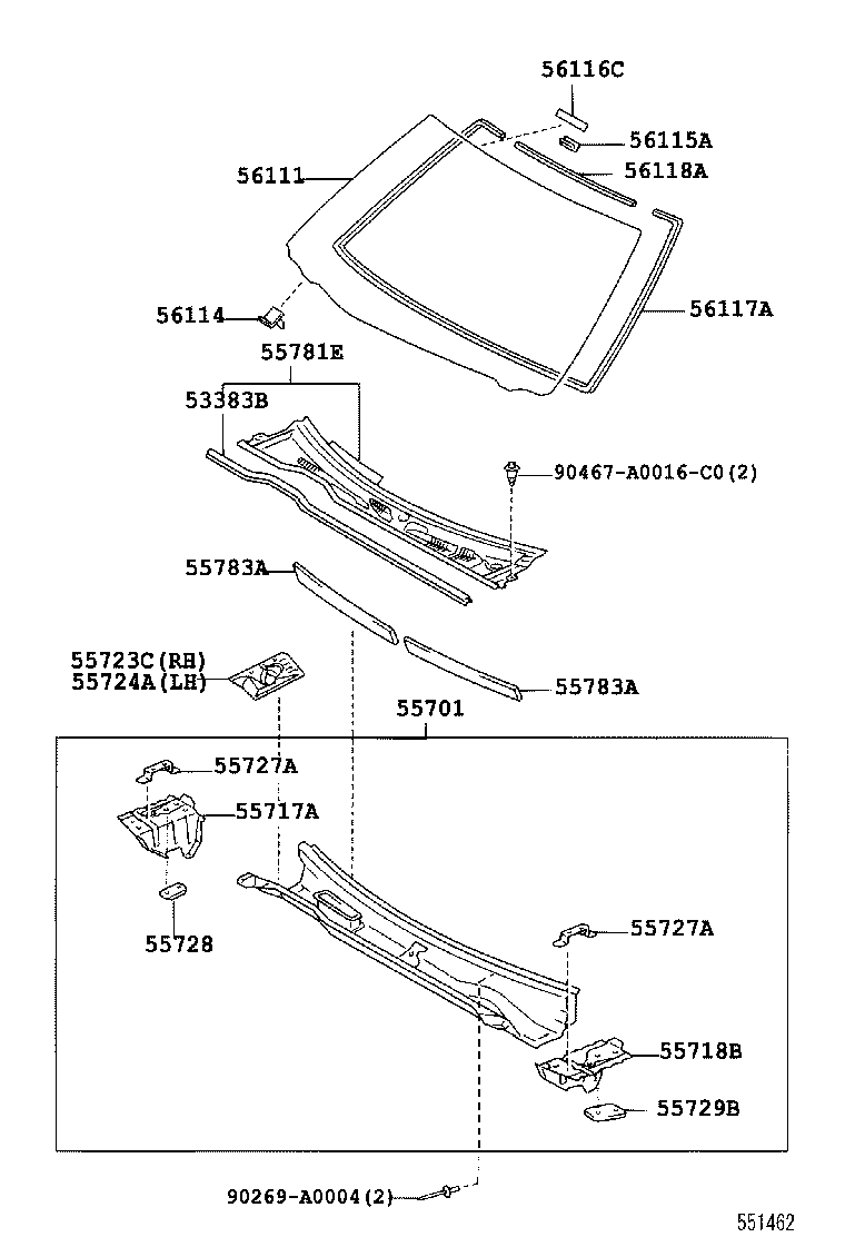 55729-06010 REINFORCEMENT, HOOD STOPPER, LH product image