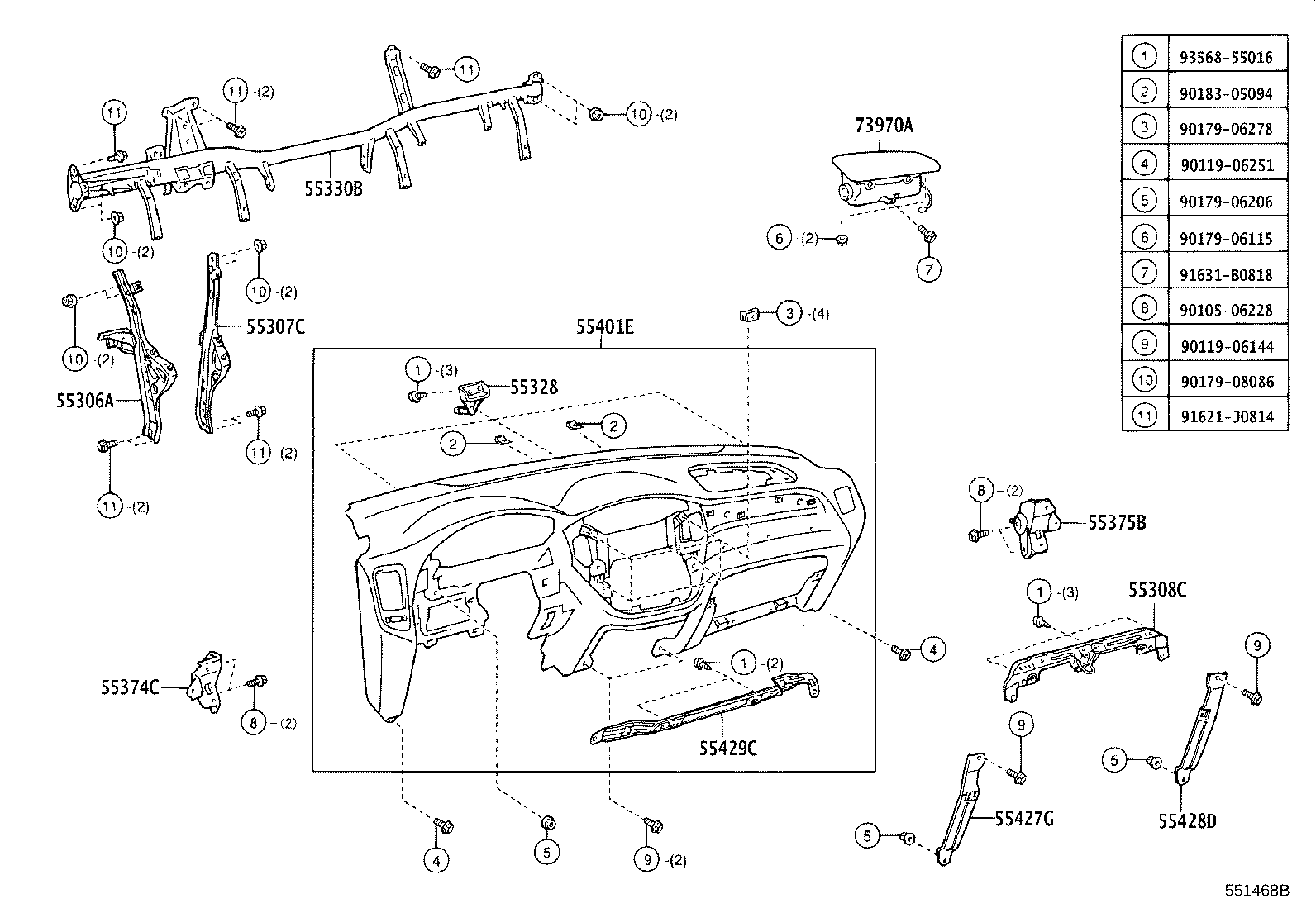 55330-48151 REINFORCEMENT ASSY, INSTRUMENT PANEL product image