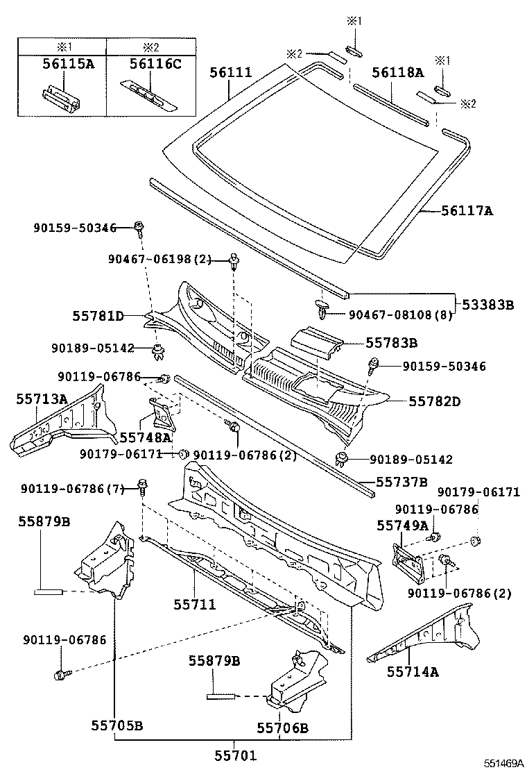 55782-52140 LOUVER, COWL TOP VENTILATOR, LH product image