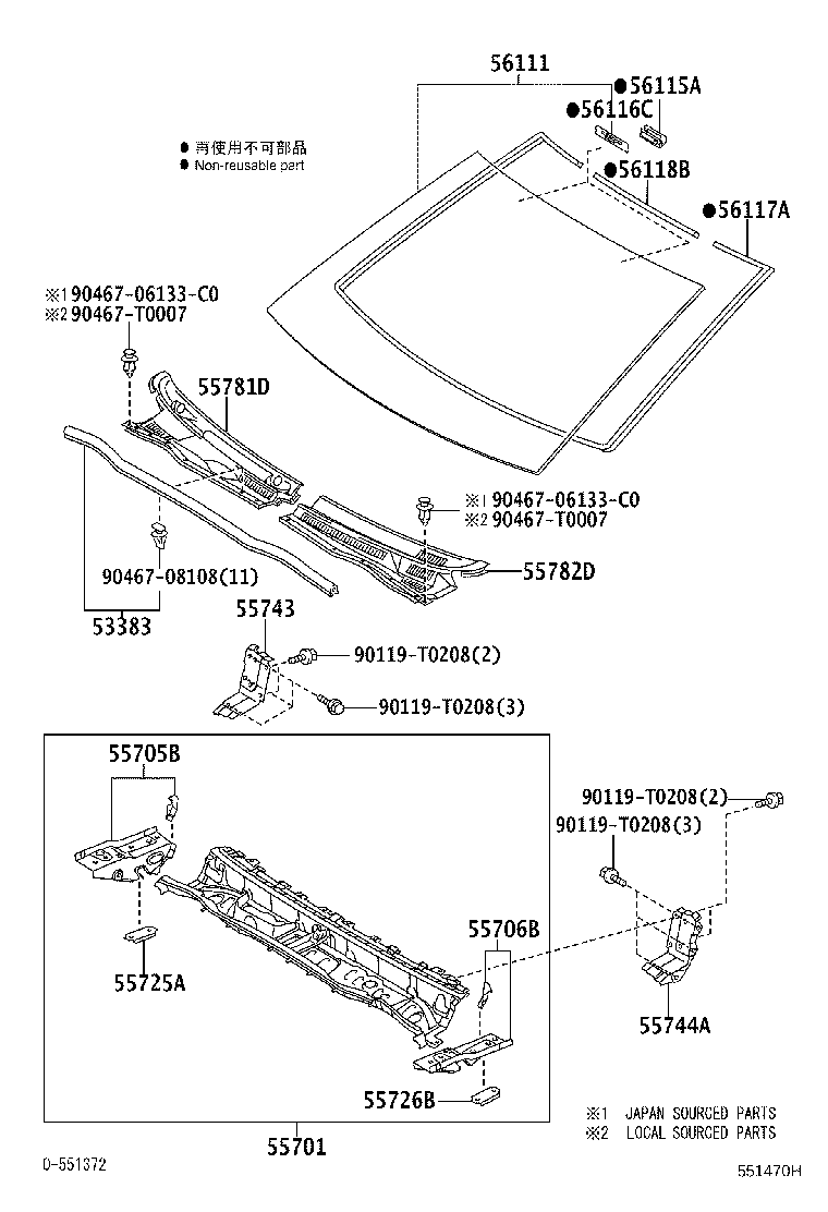 56101-0K170 GLASS, WINDSHIELD product image