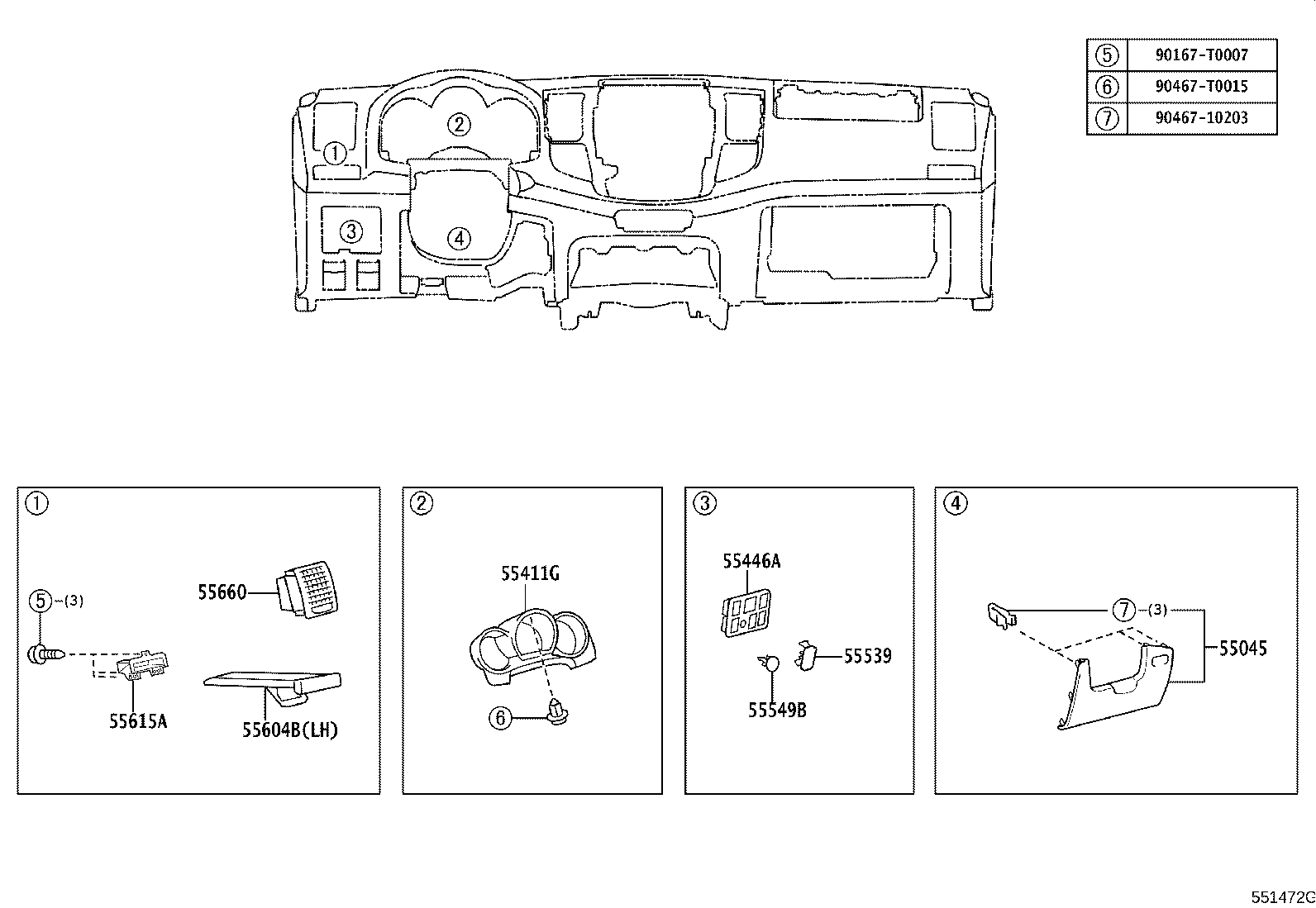 55355-0K010 CUSHION, INSTRUMENT PANEL, NO.1 product image