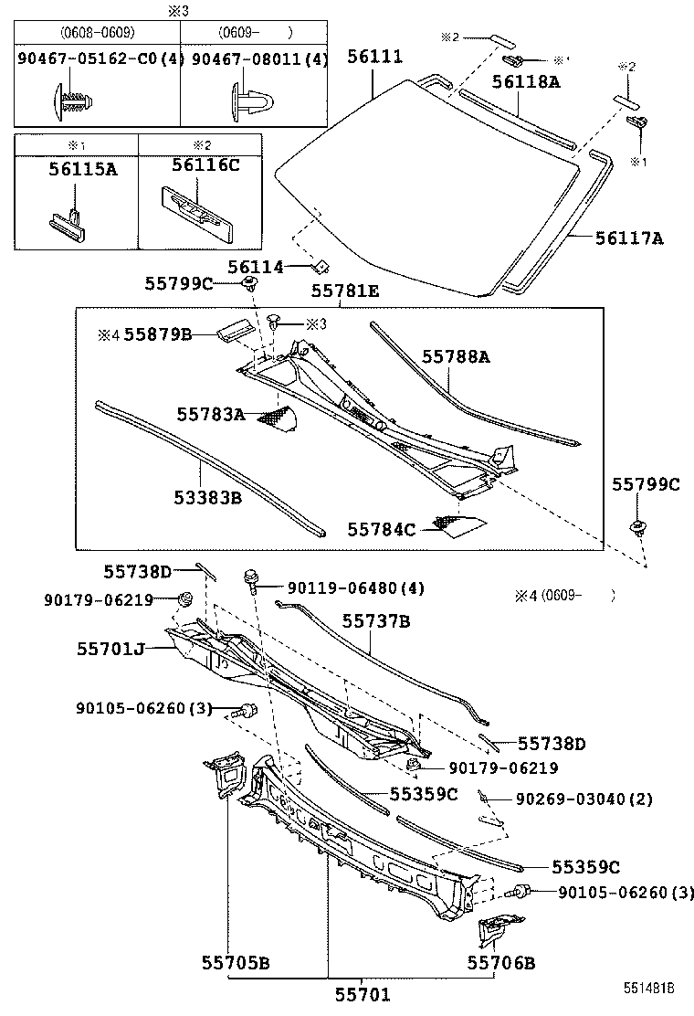 Toyota 56101-48240 GLASS, WINDSHIELD