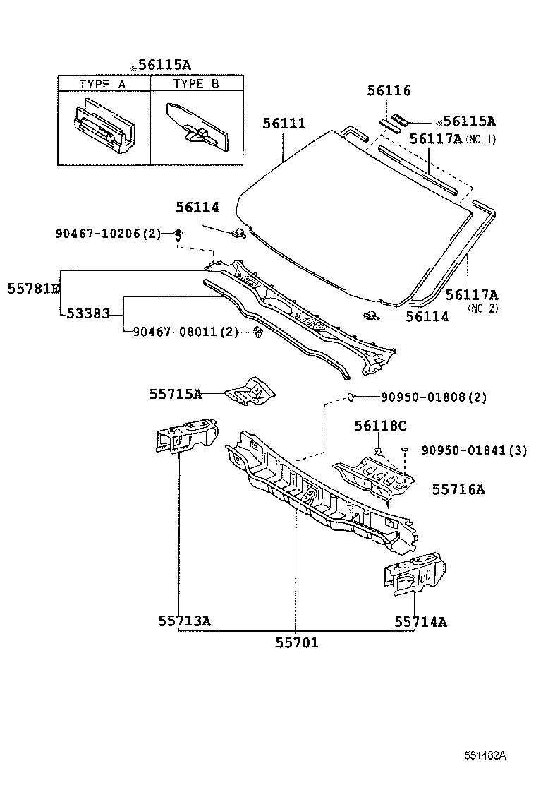 53383-30161 SEAL, HOOD TO COWL TOP product image