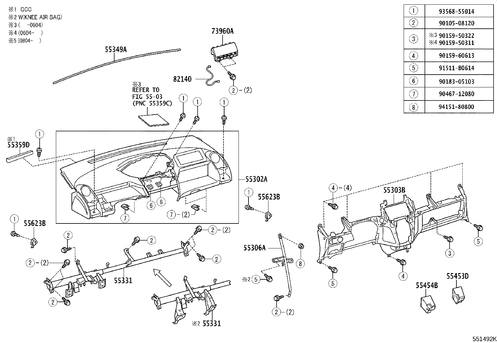 55359-52080 CUSHION, INSTRUMENT PANEL, NO.5 product image