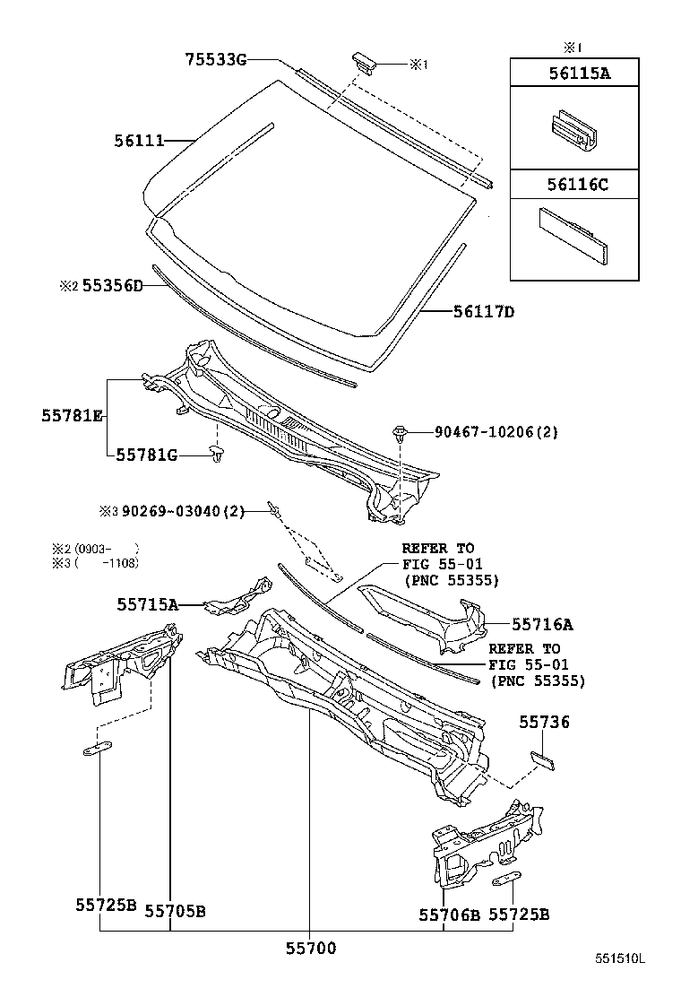 56101-53950 GLASS, WINDSHIELD product image