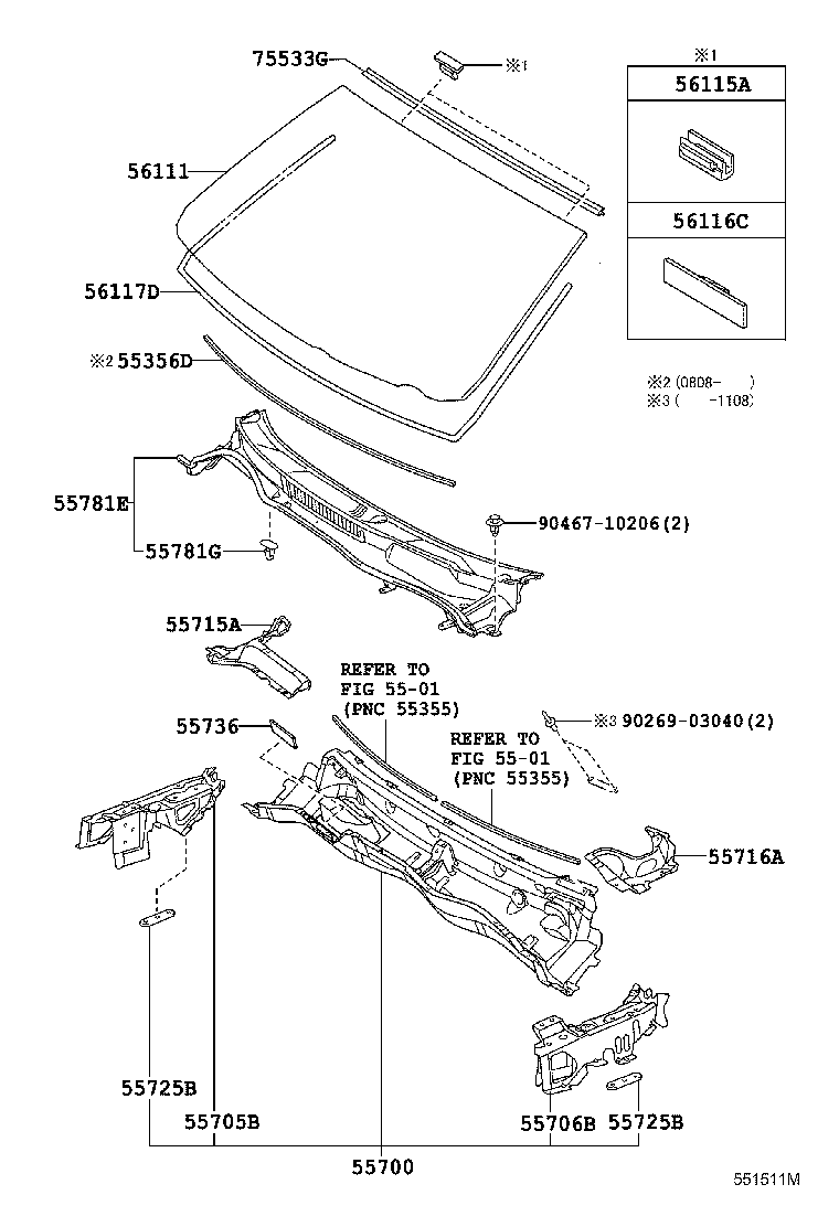 Toyota 75533-53040 MOULDING, WINDSHIELD, OUTSIDE