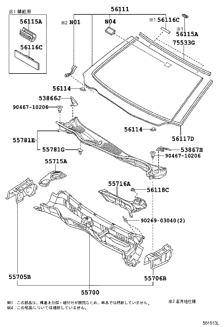 56101-30B02 GLASS, WINDSHIELD product image