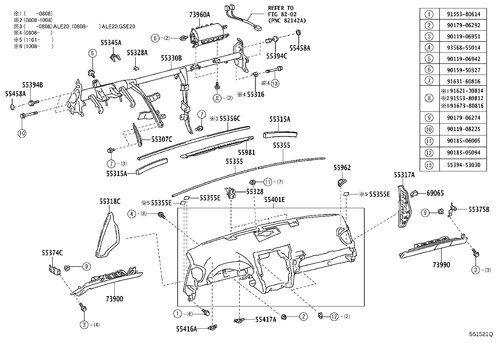 55374-53010 BRACKET, INSTRUMENT PANEL LOWER MOUNTING, NO.1 product image