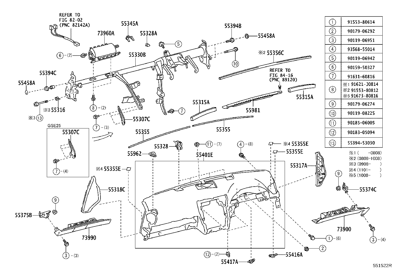 55352-53060 BRACE SUB-ASSY, INSTRUMENT PANEL, NO.2 product image