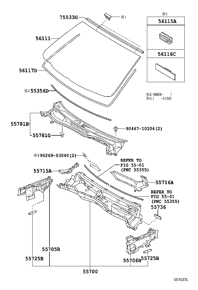 56101-53958 GLASS, WINDSHIELD product image