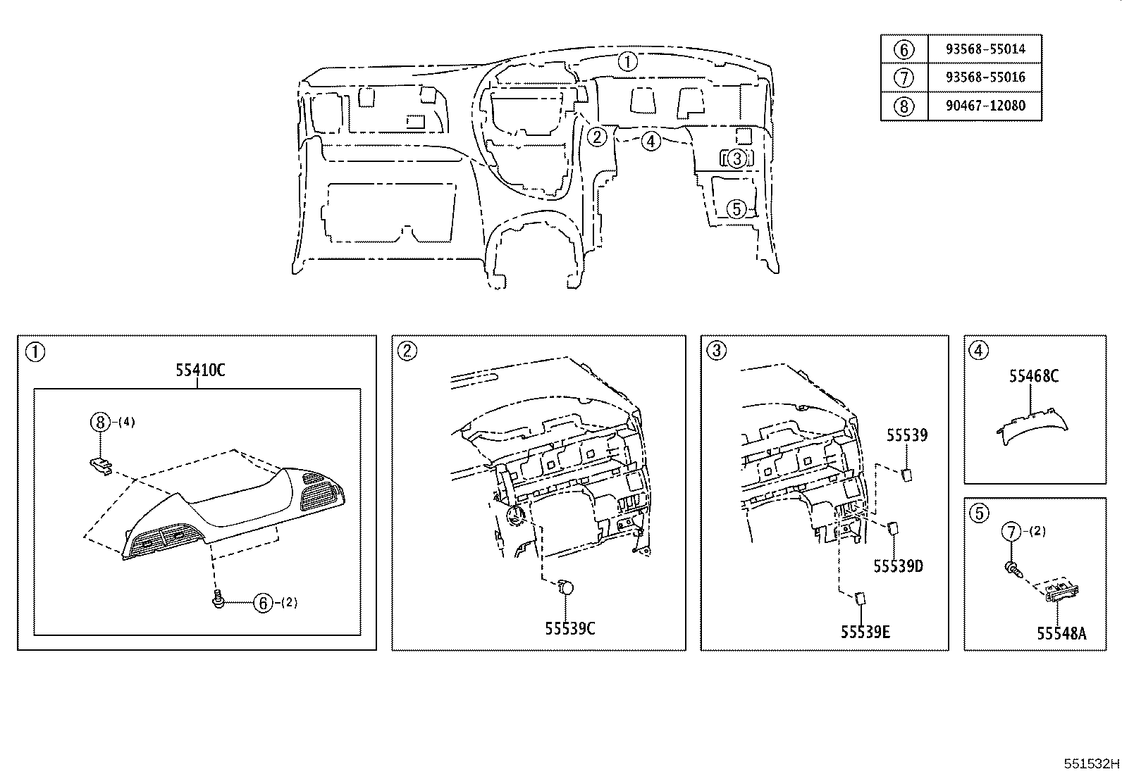 55357-52090 CUSHION, INSTRUMENT PANEL, NO.3 product image