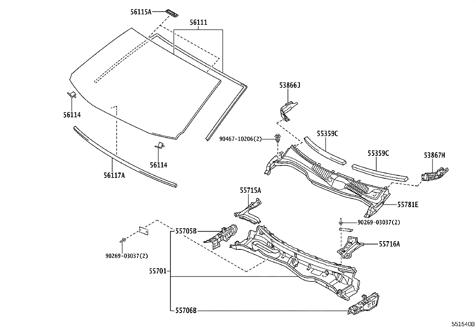 55706-0P010 PANEL SUB-ASSY, COWL TOP SIDE, LH product image