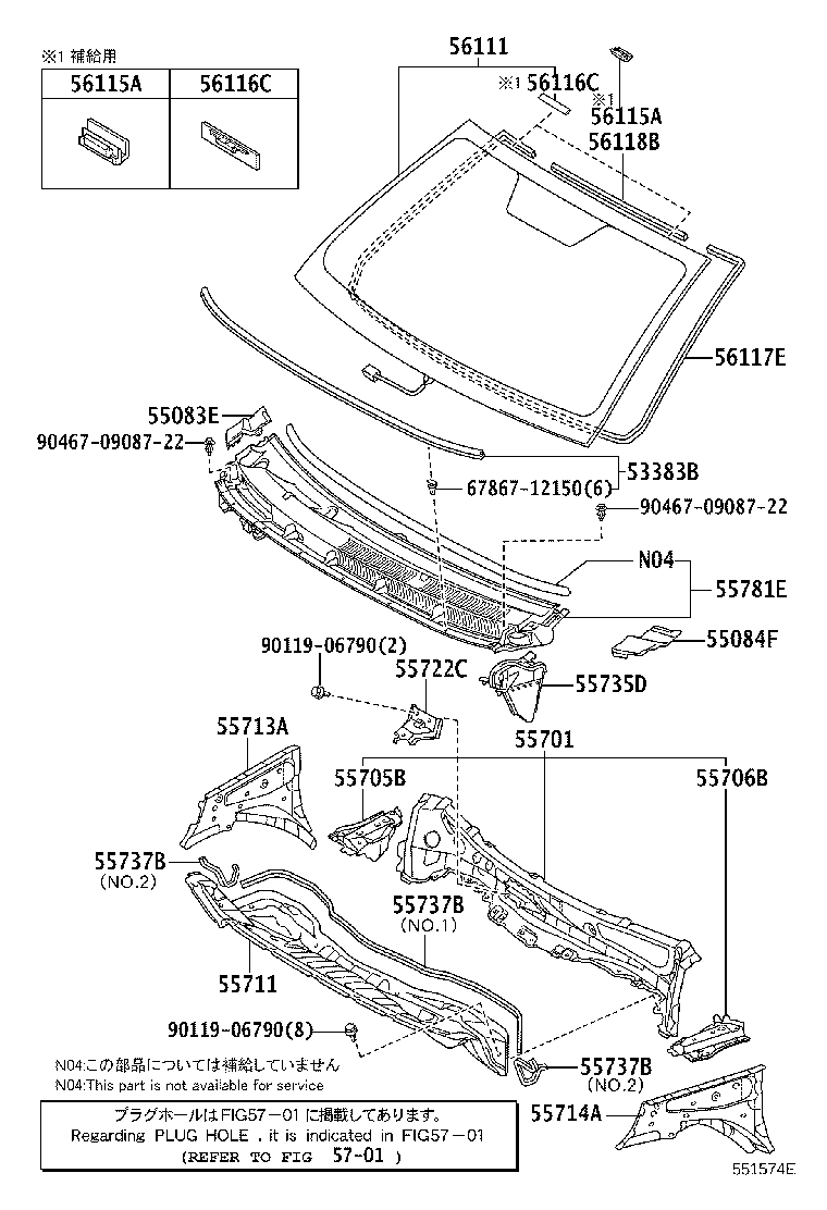 55708-52090 LOUVER SUB-ASSY, COWL TOP VENTILATOR product image