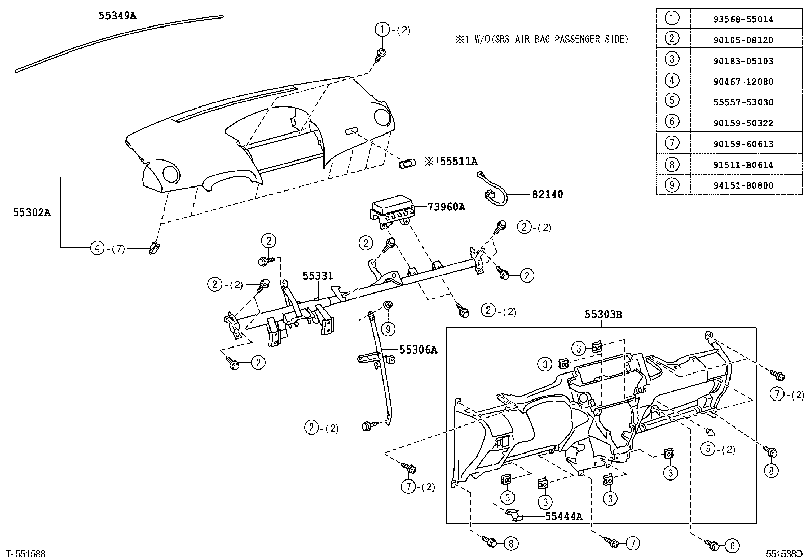 55468-52040 SEAL, INSTRUMENT CLUSTER FINISH PANEL, NO.1 product image