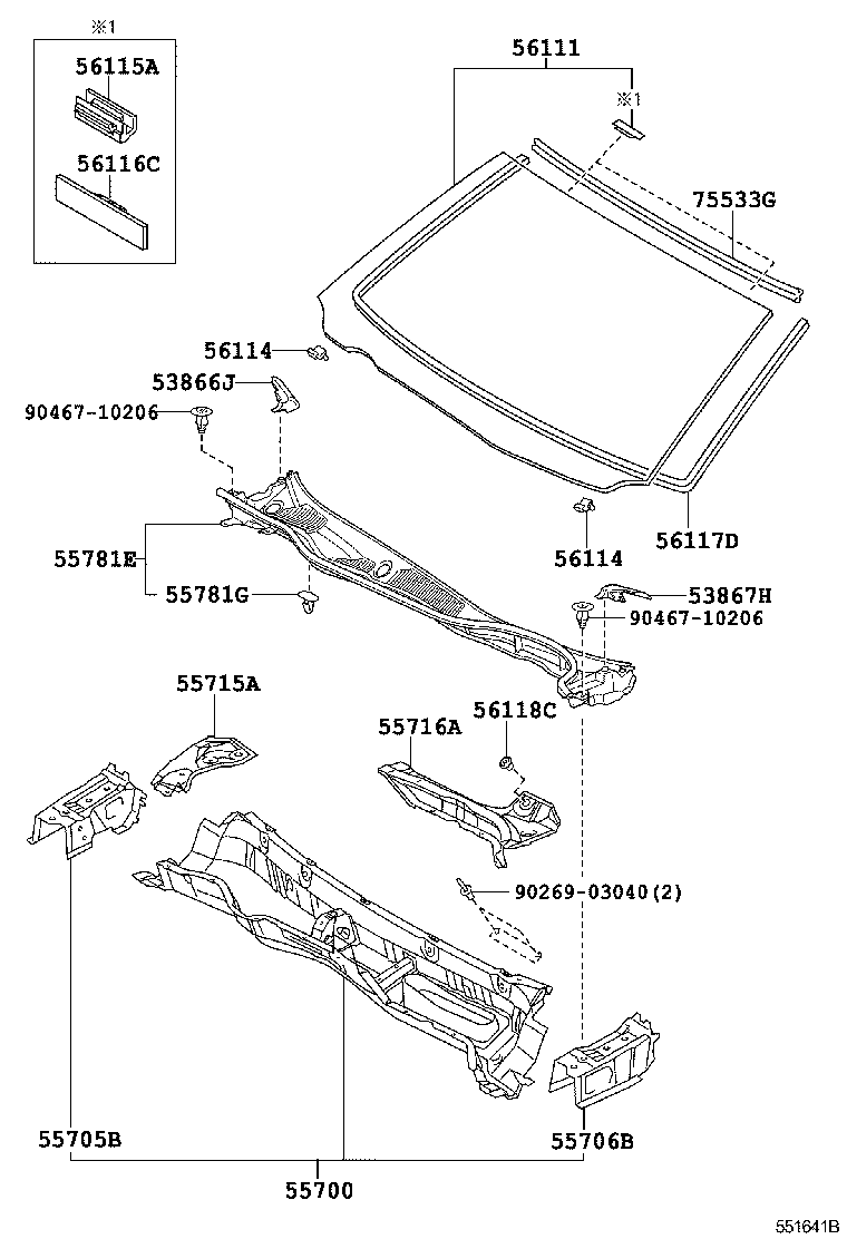 56101-30B60 GLASS, WINDSHIELD product image