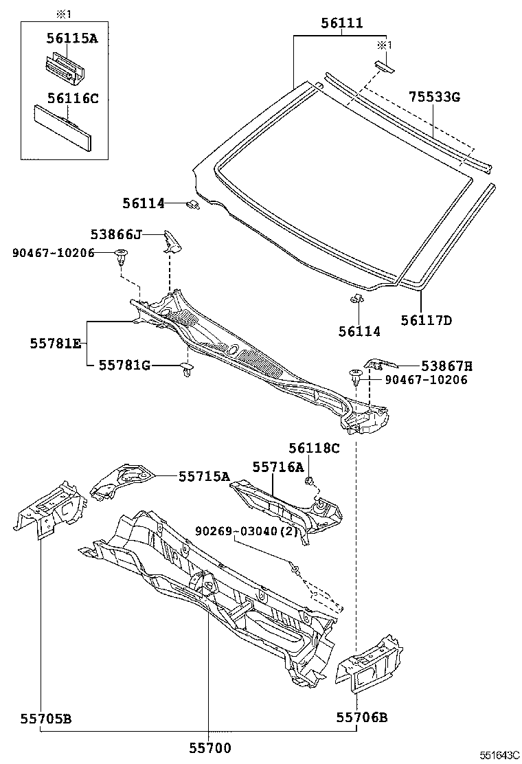 56101-30B90 GLASS, WINDSHIELD product image