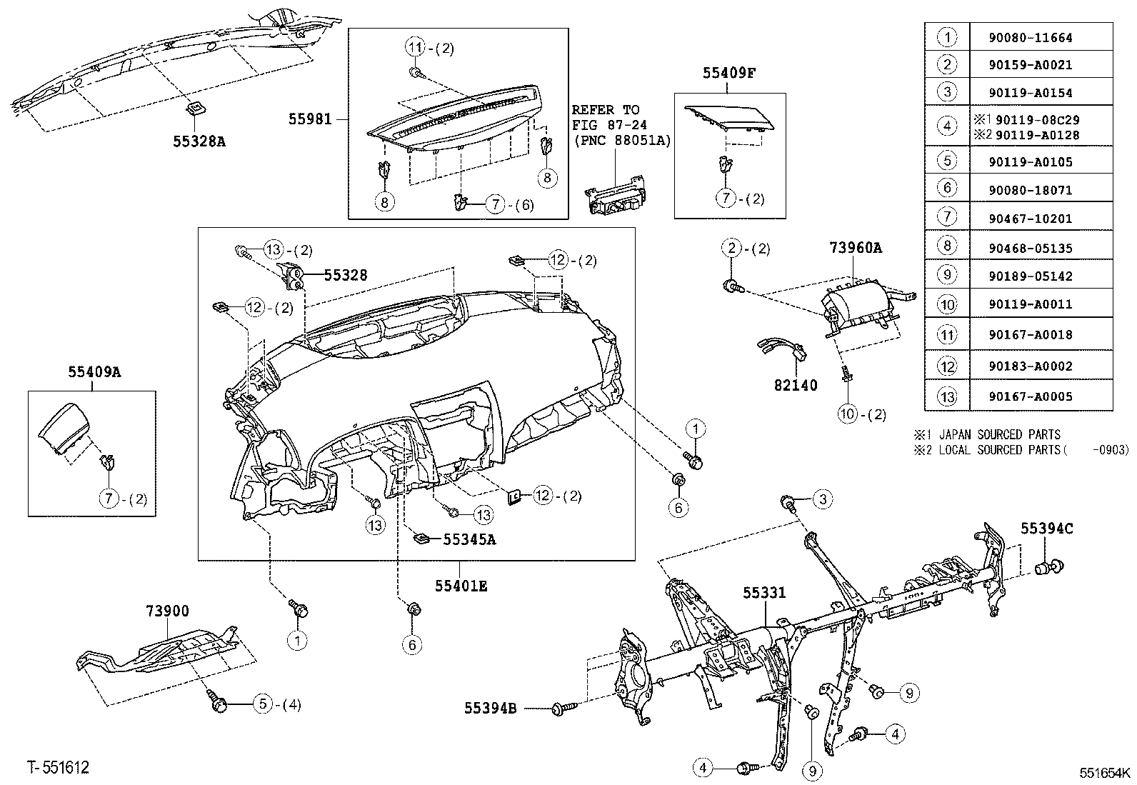 55607-06100 COVER SUB-ASSY, INSTRUMENT PANEL UNDER, NO.2 product image