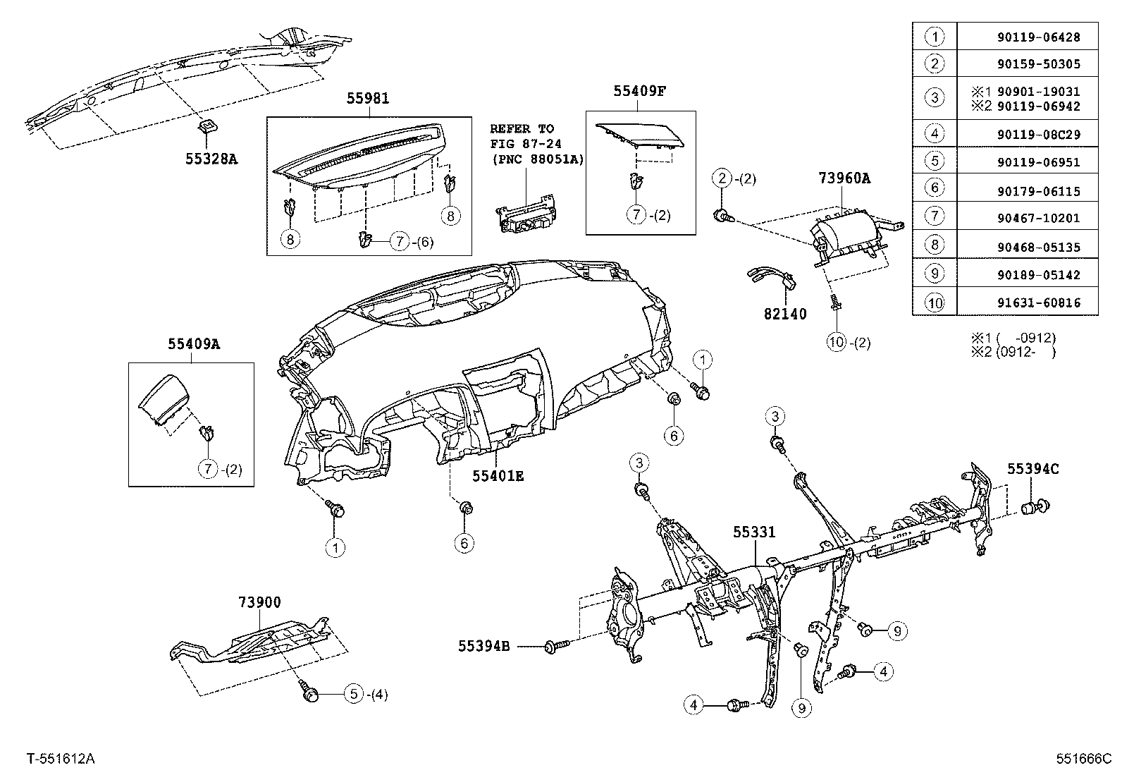 55607-33100 COVER SUB-ASSY, INSTRUMENT PANEL UNDER, NO.2 product image