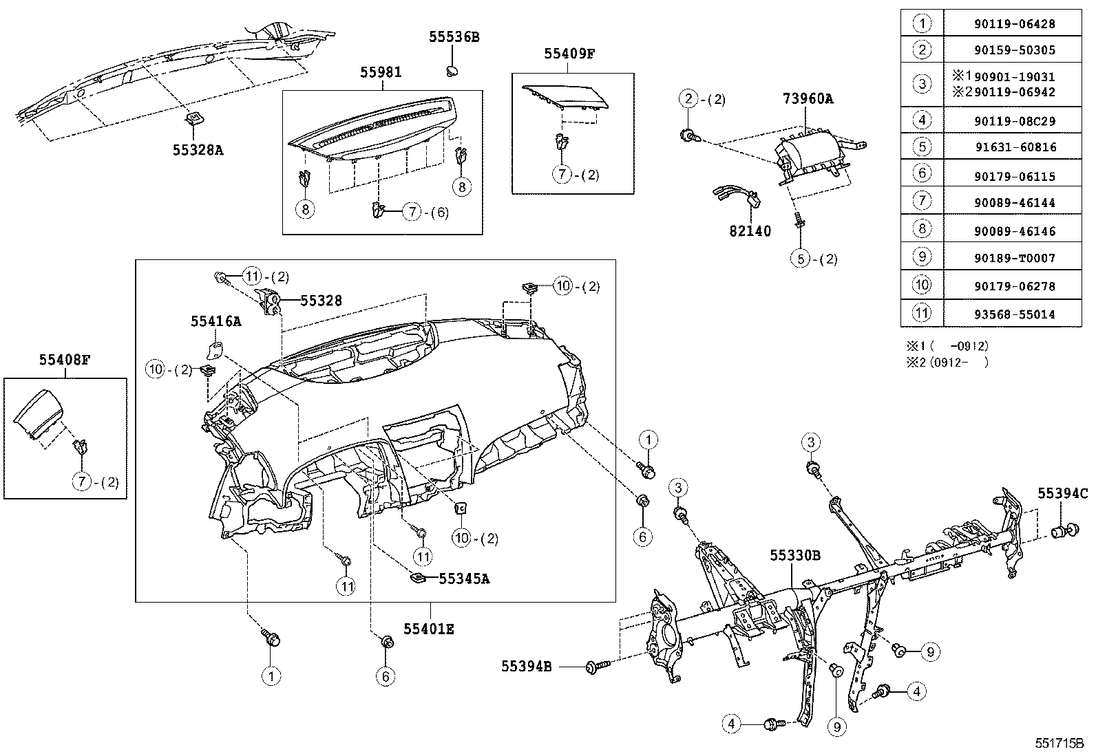 55330-06161 REINFORCEMENT ASSY, INSTRUMENT PANEL product image