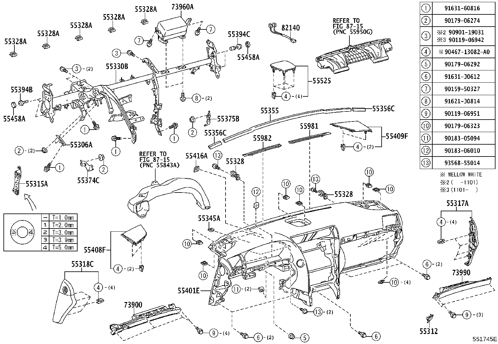 55374-50100 BRACKET, INSTRUMENT PANEL LOWER MOUNTING, NO.1 product image