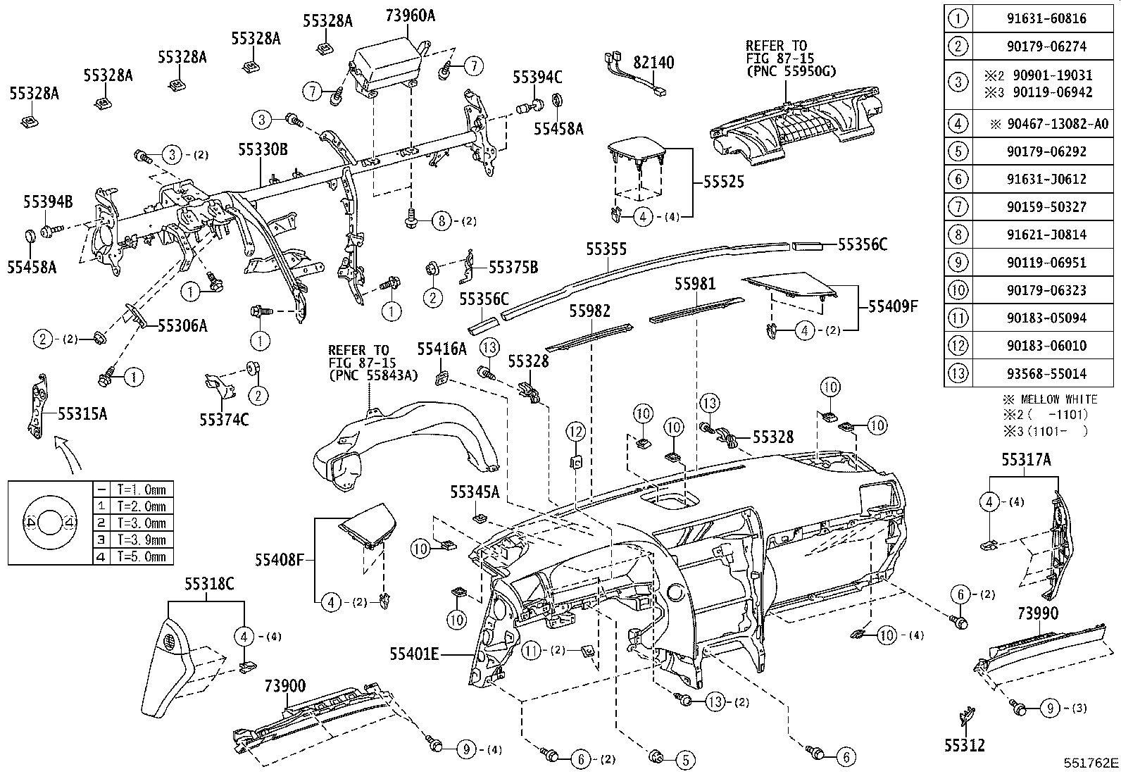 Toyota 55981-50110 GARNISH, DEFROSTER NOZZLE, NO.1
