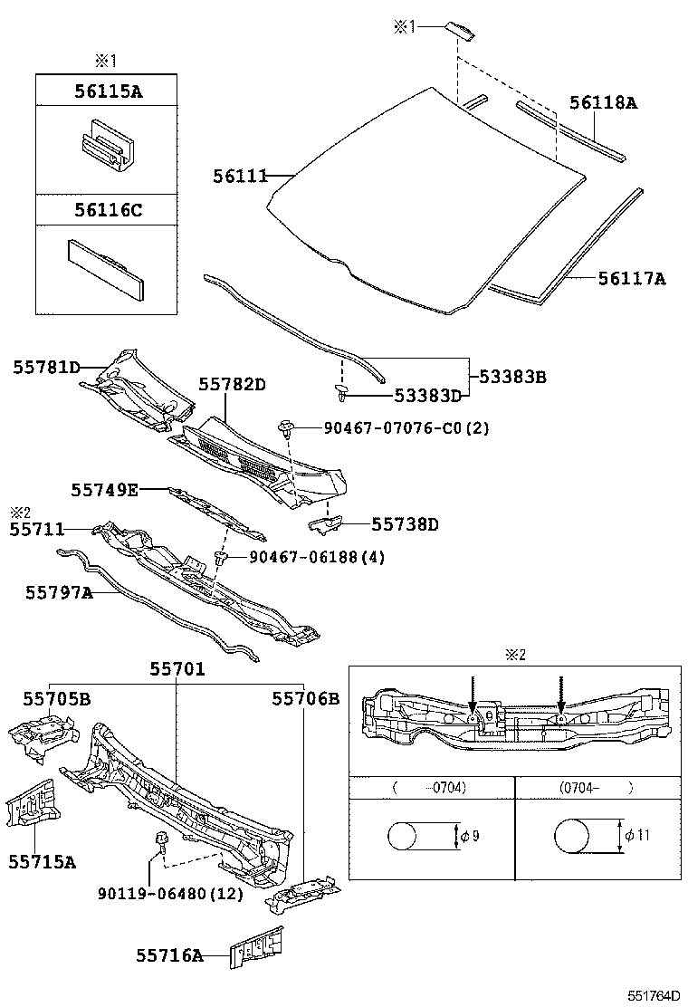 56101-12260 GLASS, WINDSHIELD product image