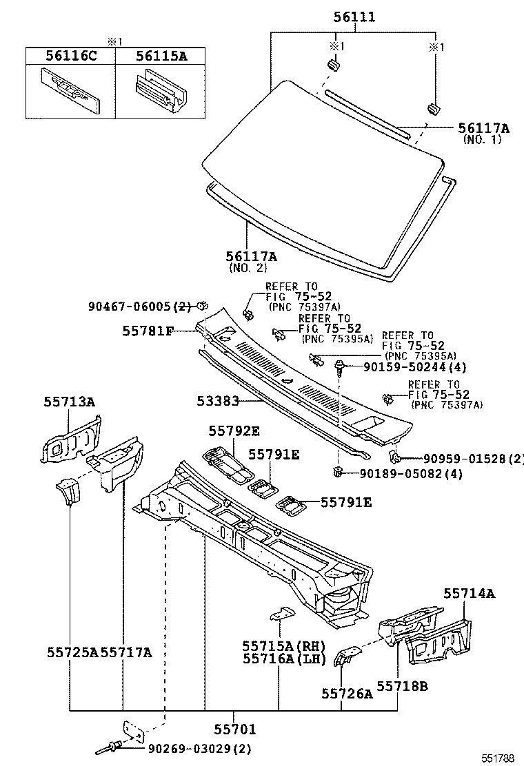 53383-60020 SEAL, HOOD TO COWL TOP product image