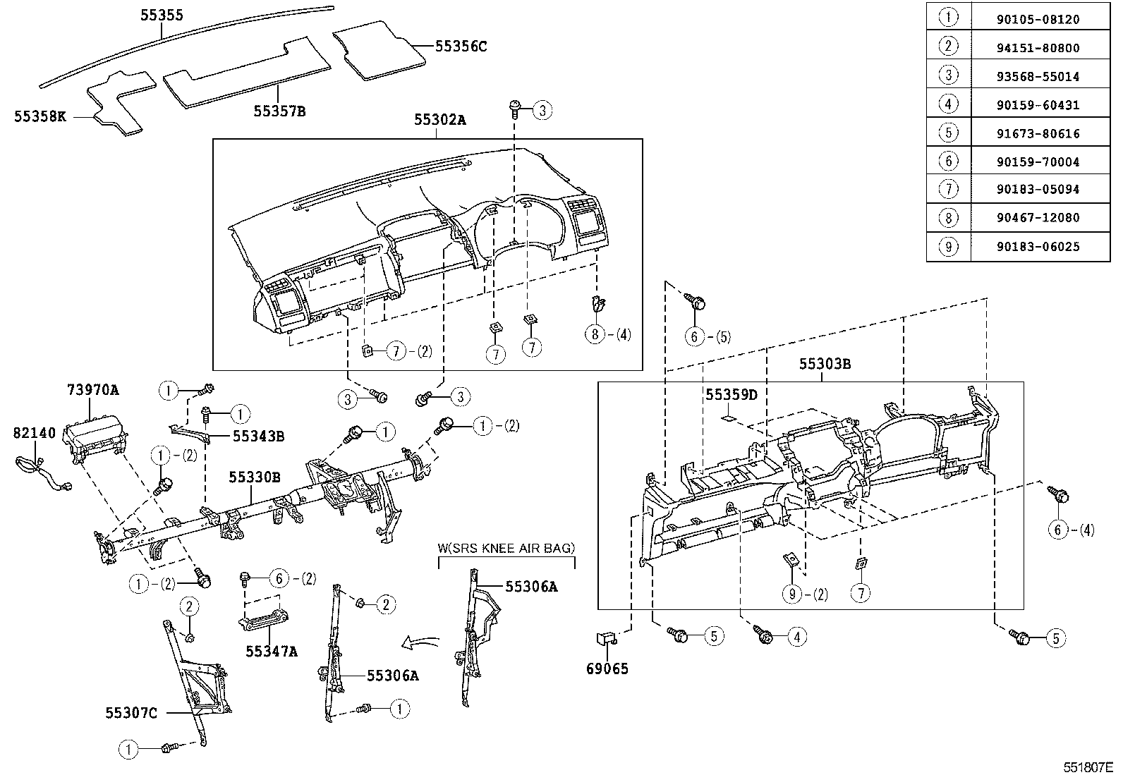 55357-12080 CUSHION, INSTRUMENT PANEL, NO.3 product image