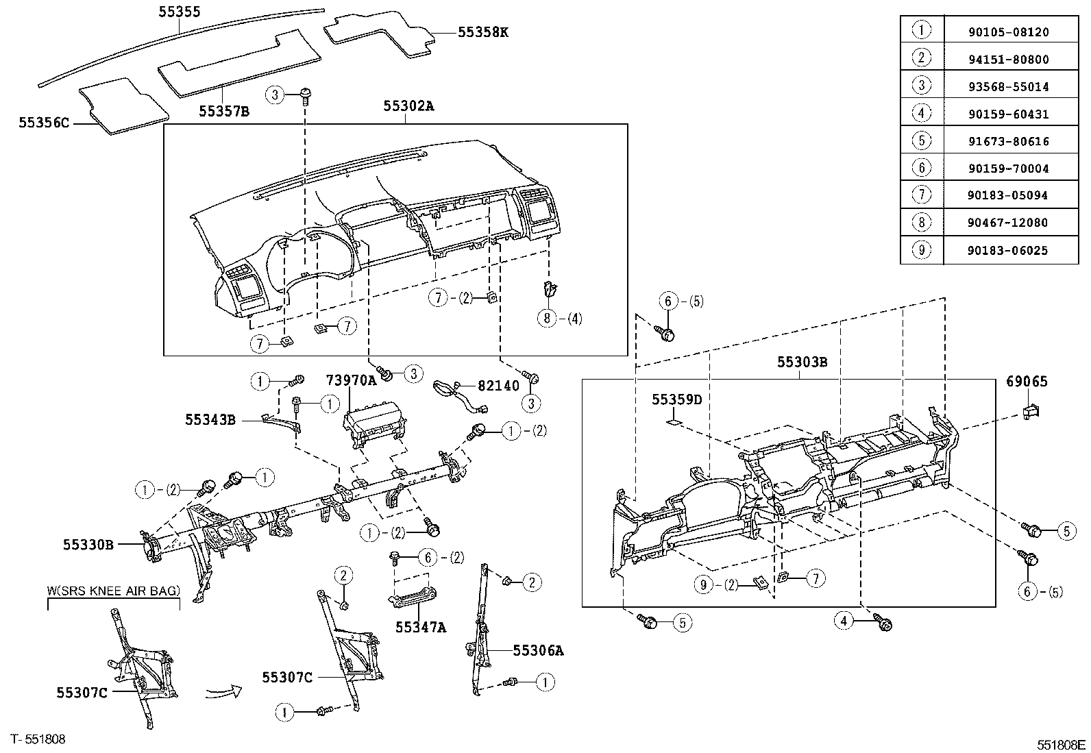 55357-12080 CUSHION, INSTRUMENT PANEL, NO.3 product image