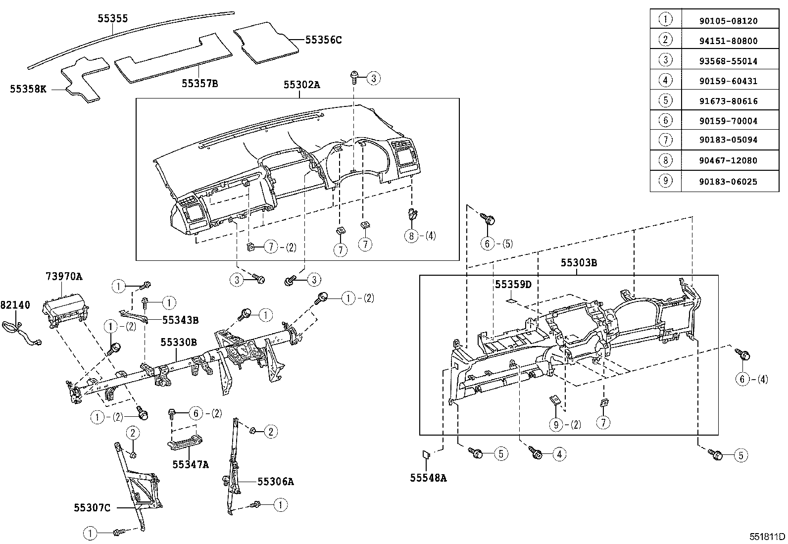 55670-12490 REGISTER ASSY, INSTRUMENT PANEL, CENTER product image