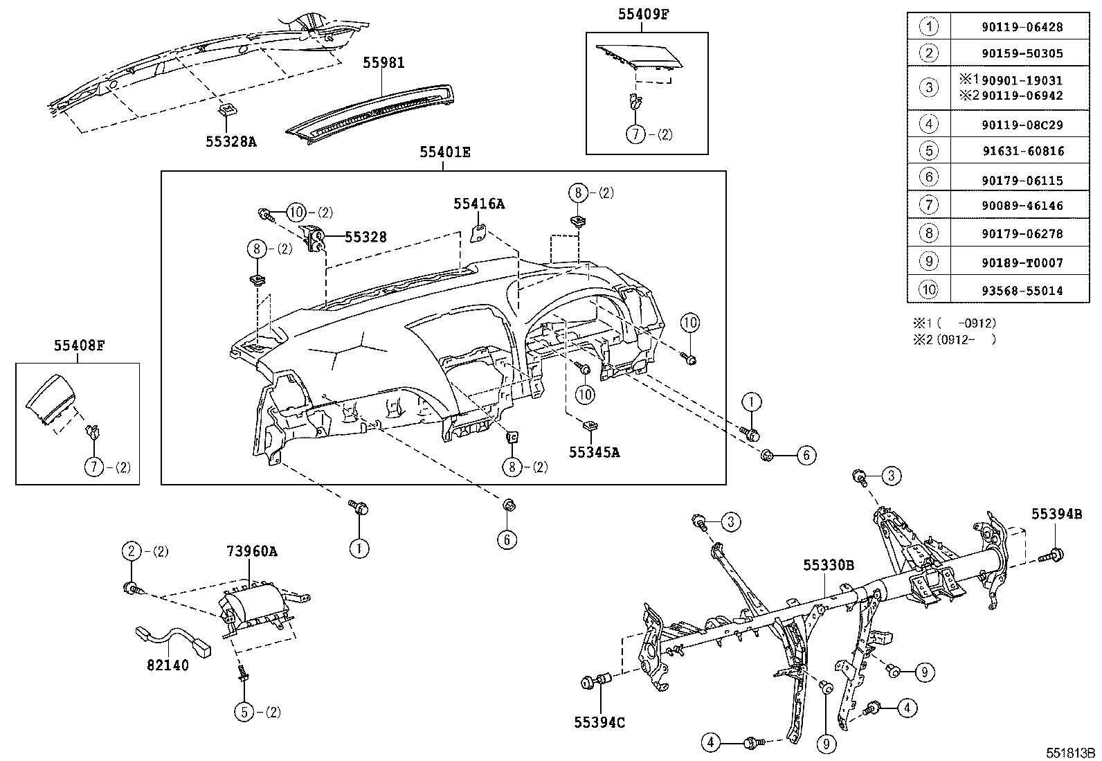 55330-06161 REINFORCEMENT ASSY, INSTRUMENT PANEL product image