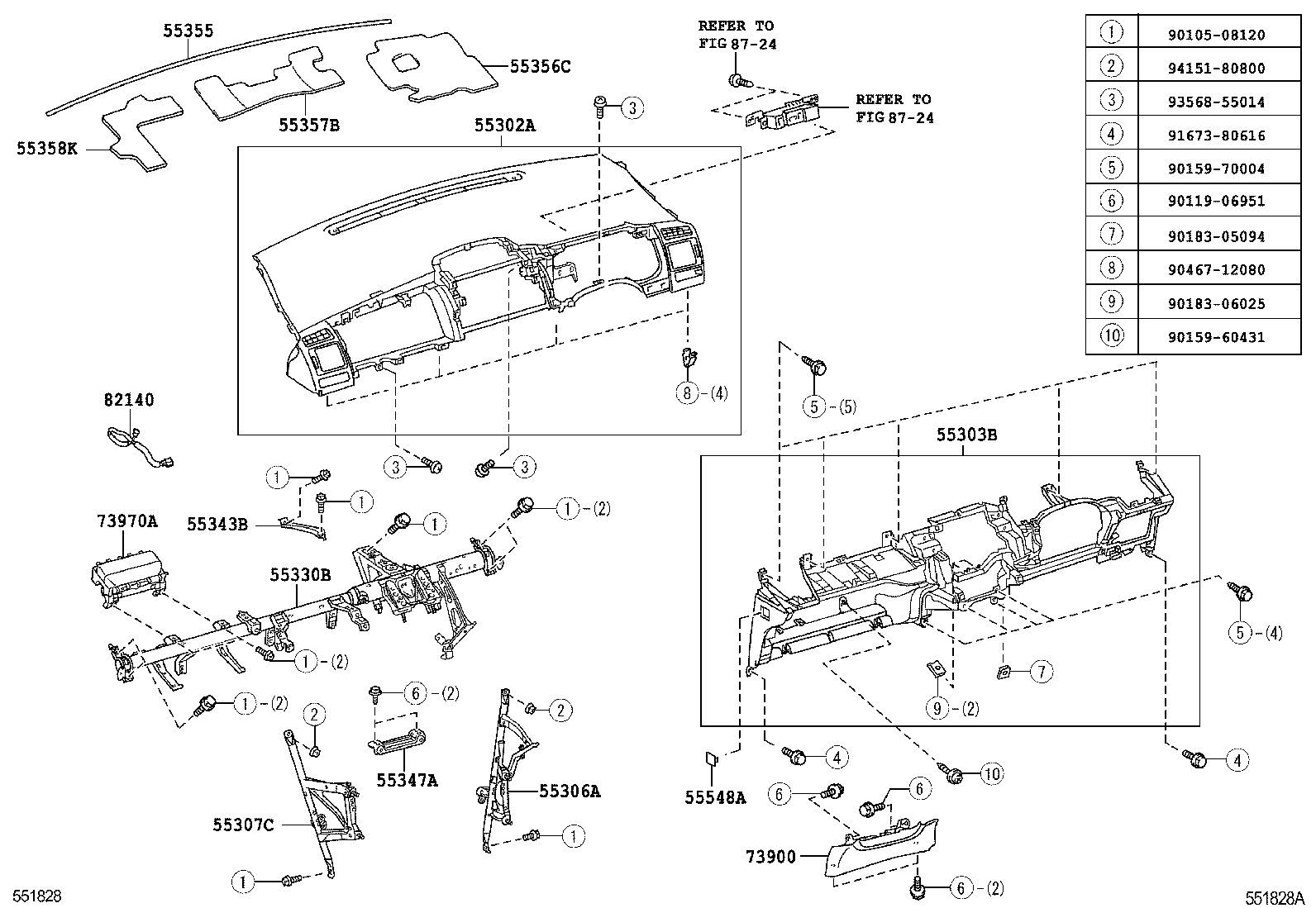 55357-12180 CUSHION, INSTRUMENT PANEL, NO.3 product image