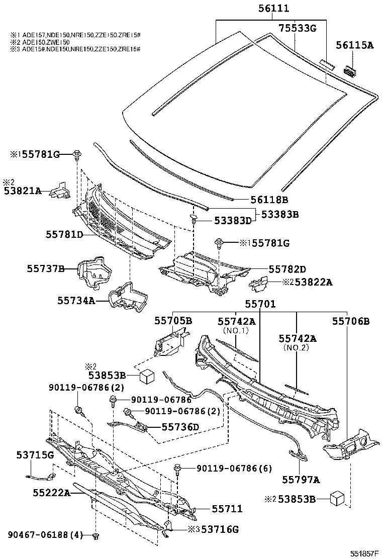 55737-02010 SEAL, HEATER AIR DUCT SPLASH SHIELD, NO.1 product image