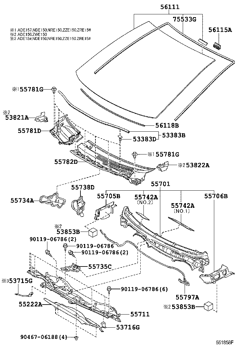 55737-02010 SEAL, HEATER AIR DUCT SPLASH SHIELD, NO.1 product image
