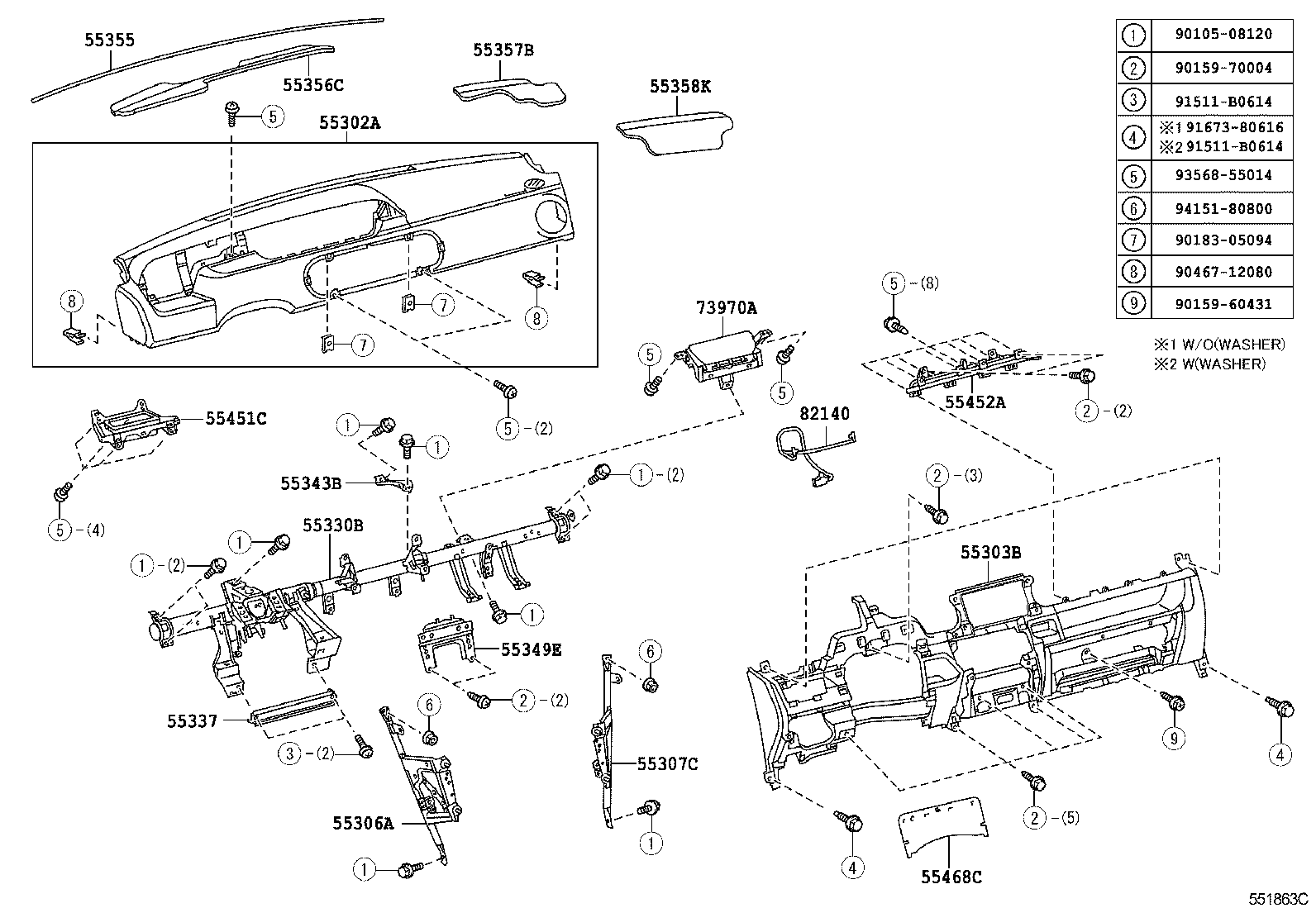 Toyota 55413-12540 PANEL, INSTRUMENT CLUSTER FINISH, CENTER LOWER