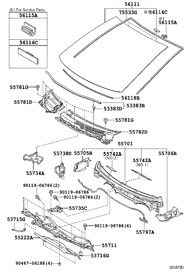 56101-12170 GLASS, WINDSHIELD product image