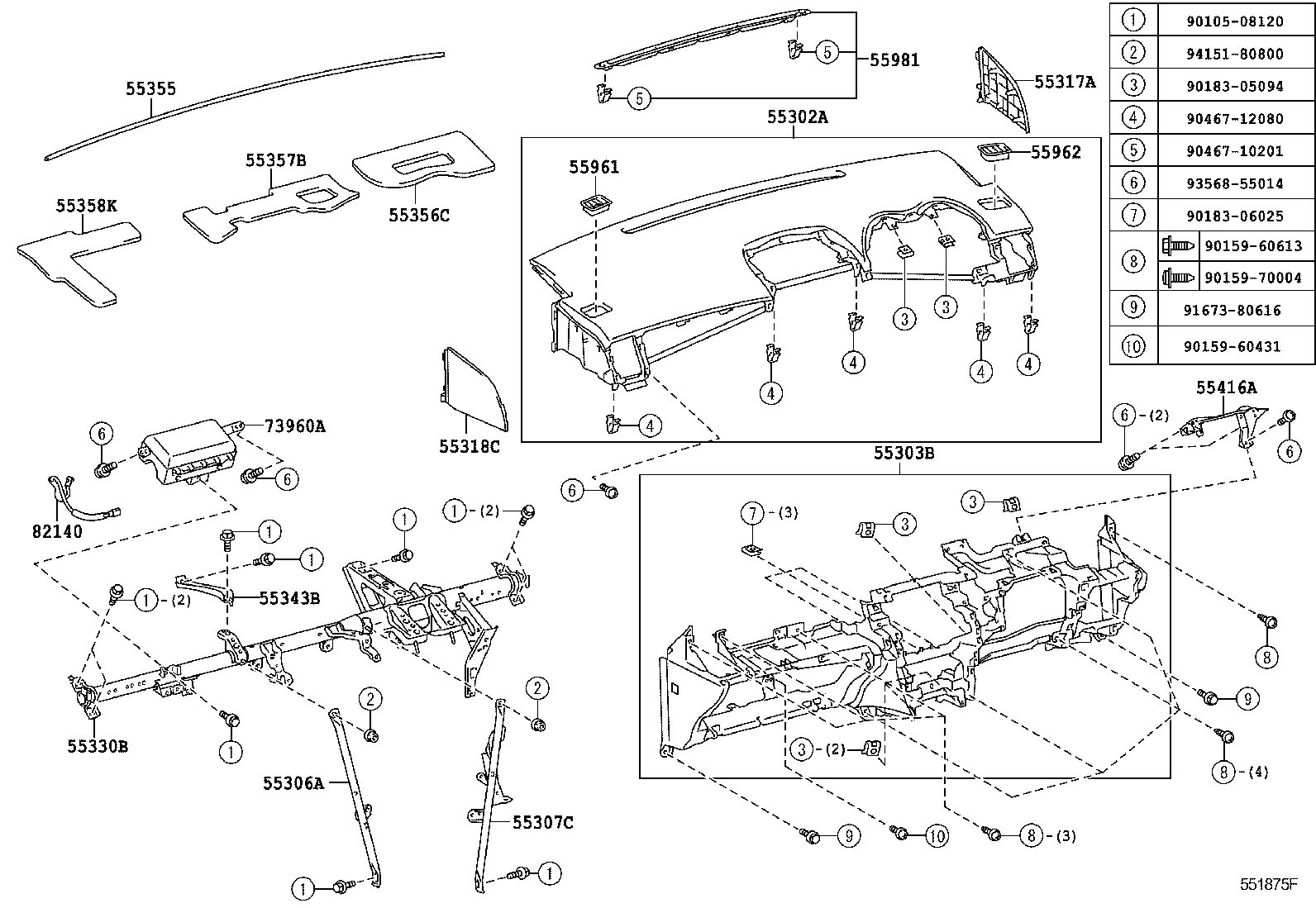 55307-12430 BRACE SUB-ASSY, INSTRUMENT PANEL, NO.2 product image