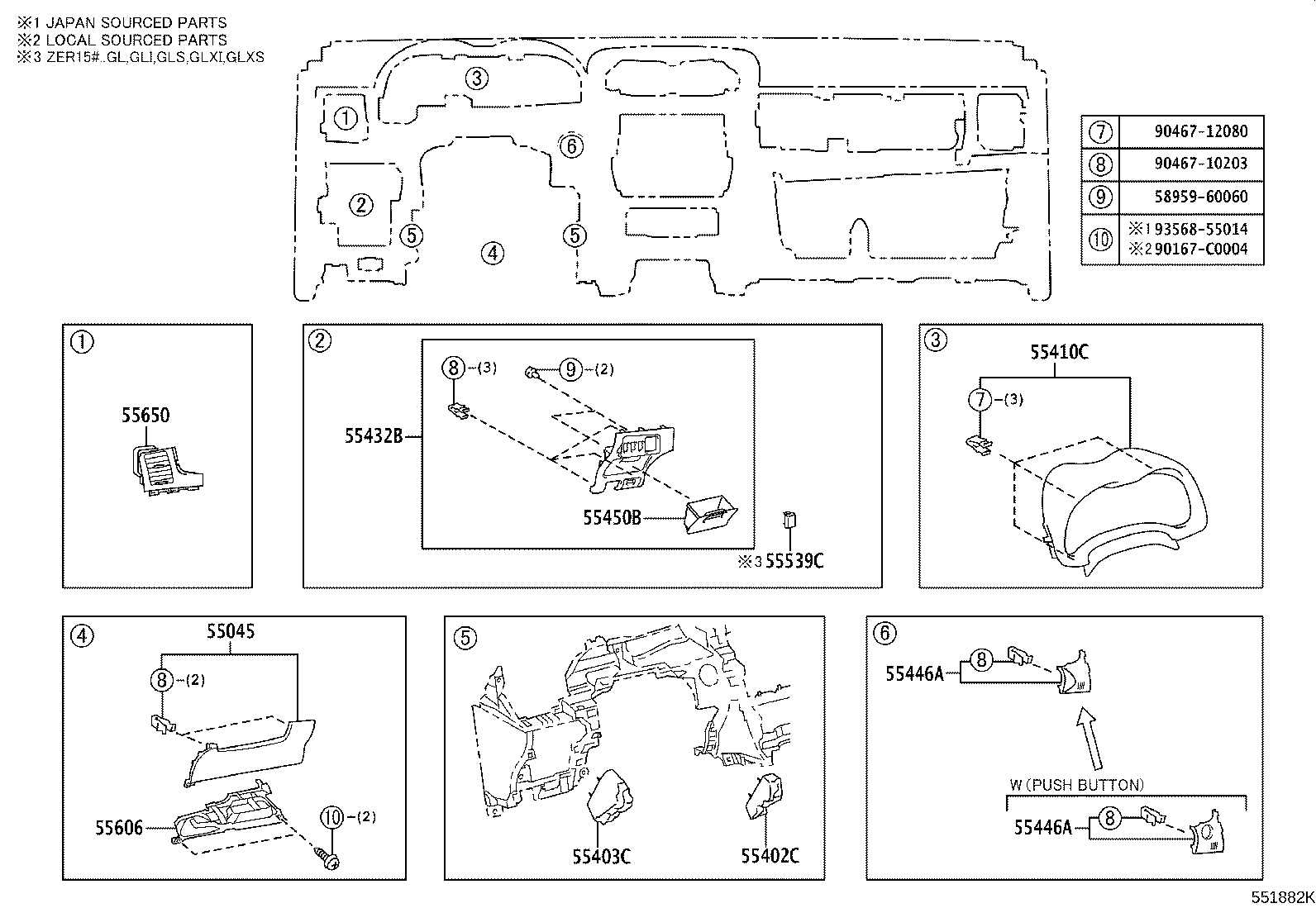 55355-02110 CUSHION, INSTRUMENT PANEL, NO.1 product image