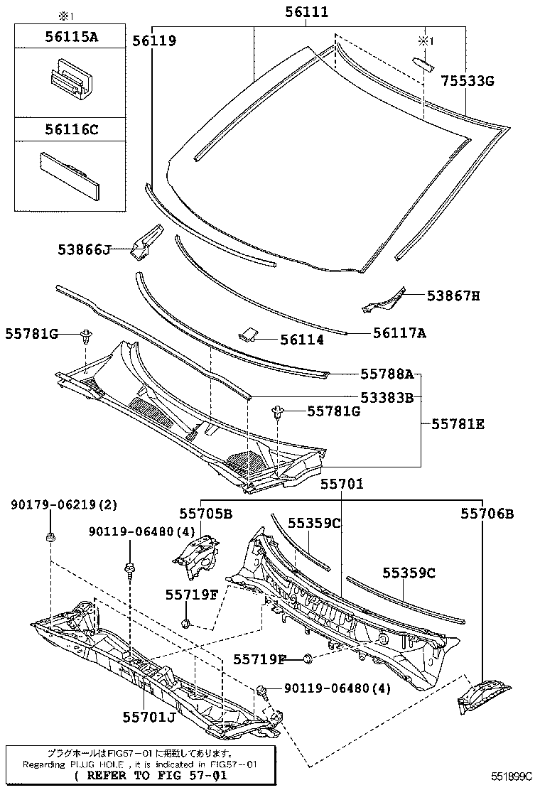 56101-48295 GLASS, WINDSHIELD product image
