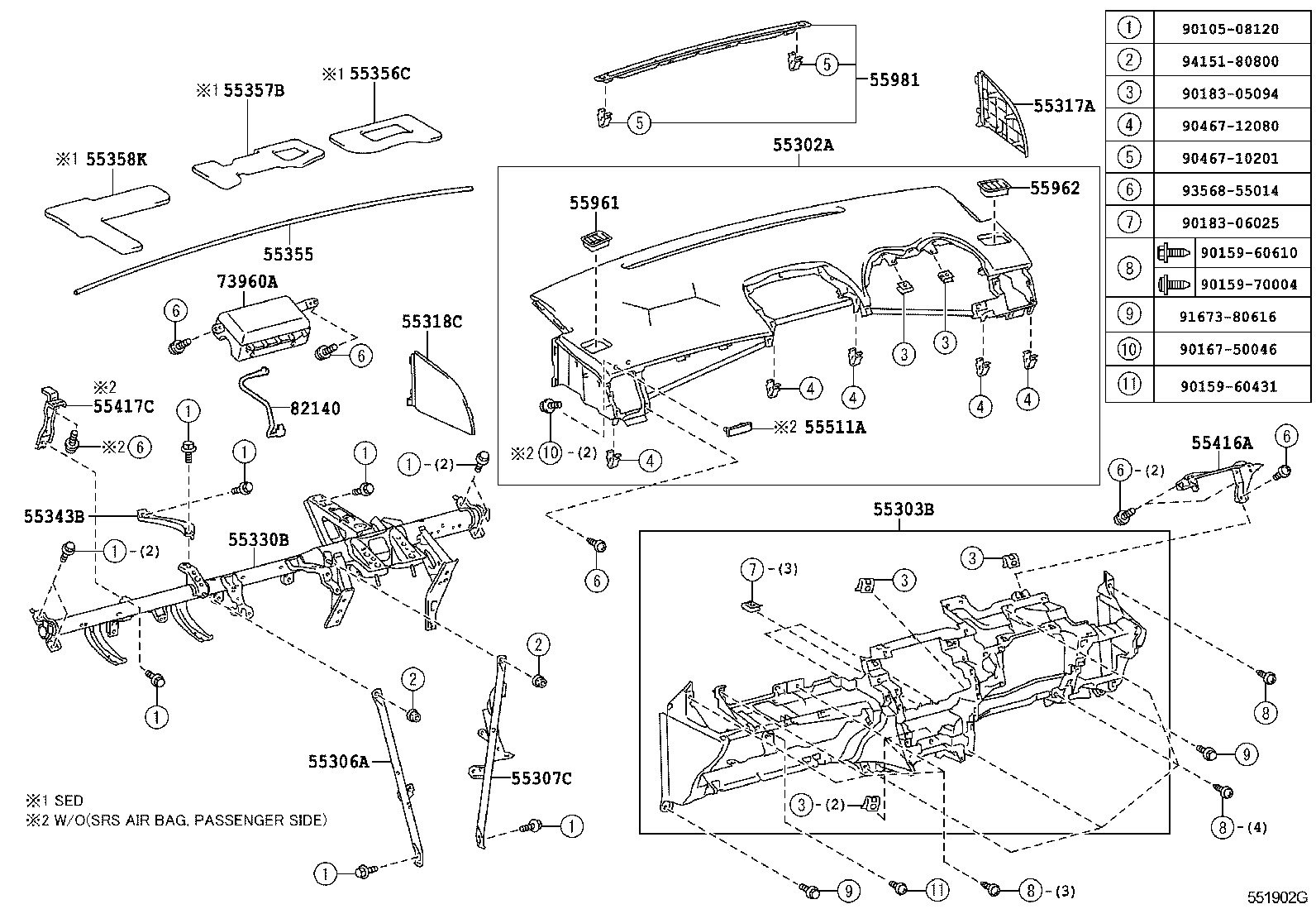 55063-12180 REGISTER SUB-ASSY, INSTRUMENT, NO.3 product image