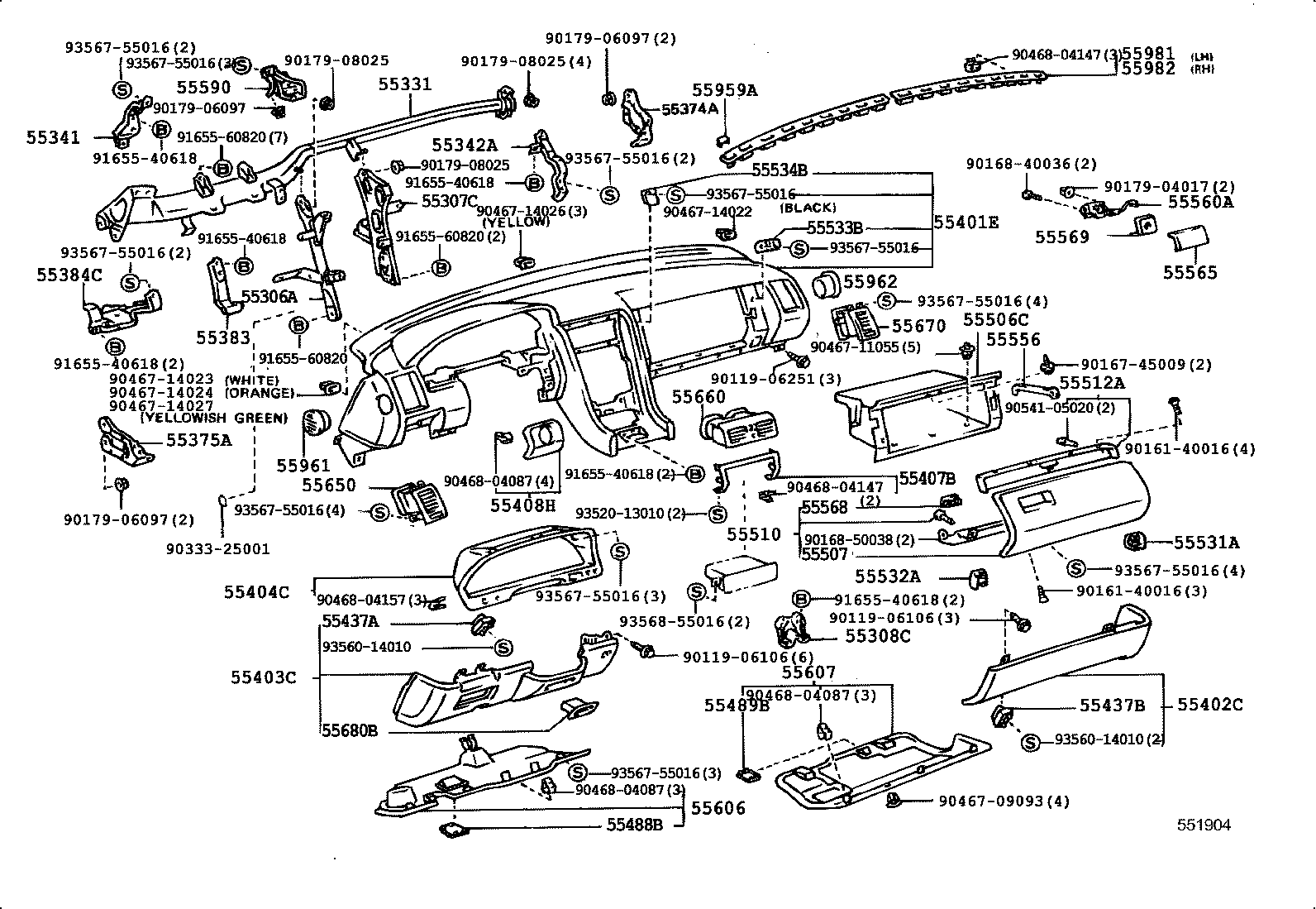 Toyota 55383-50010 BRACKET, FINISH PANEL MOUNTING, NO.3