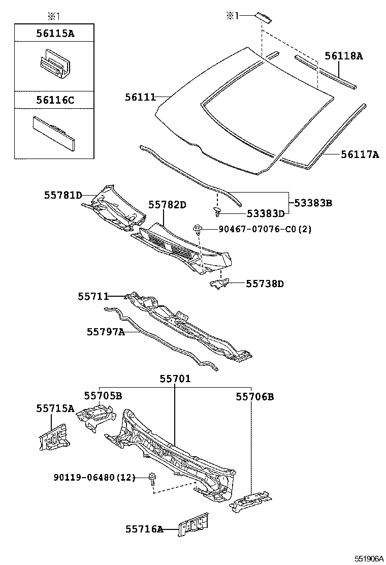 56101-12470 GLASS, WINDSHIELD product image