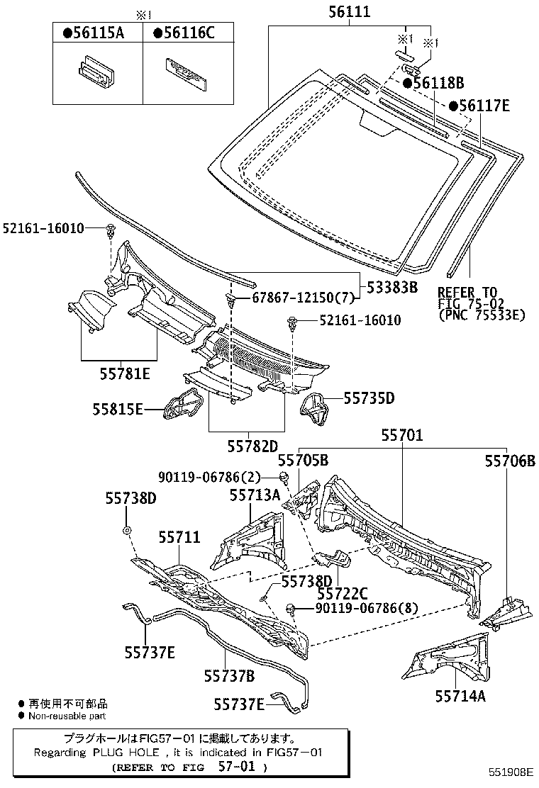 55709-52120 LOUVER, COWL TOP VENTILATOR, LH product image