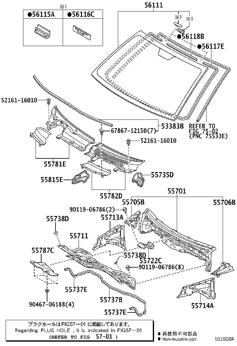 55701-52191 PANEL, COWL TOP, OUTER product image