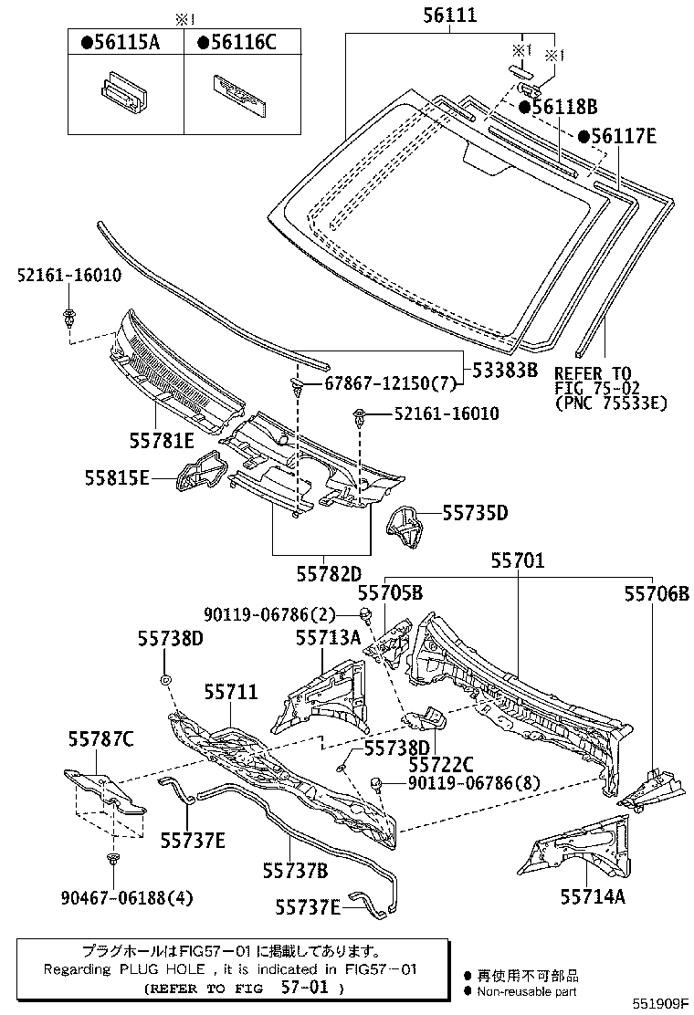55701-52191 PANEL, COWL TOP, OUTER product image