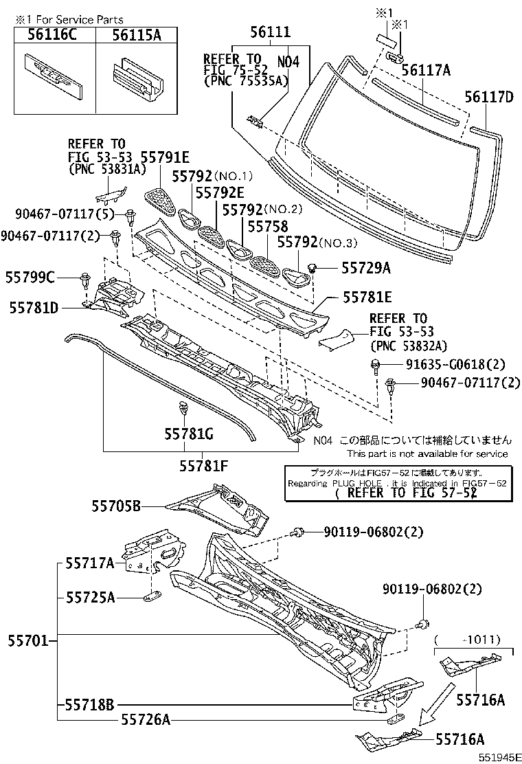 55707-35010 PANEL SUB-ASSY, COWL TOP SIDE, LH product image