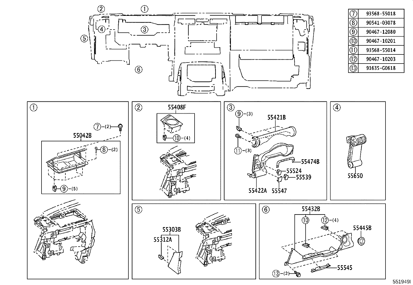 55306-35120 REINFORCEMENT SUB-ASSY, INSTRUMENT PANEL, NO.2 product image