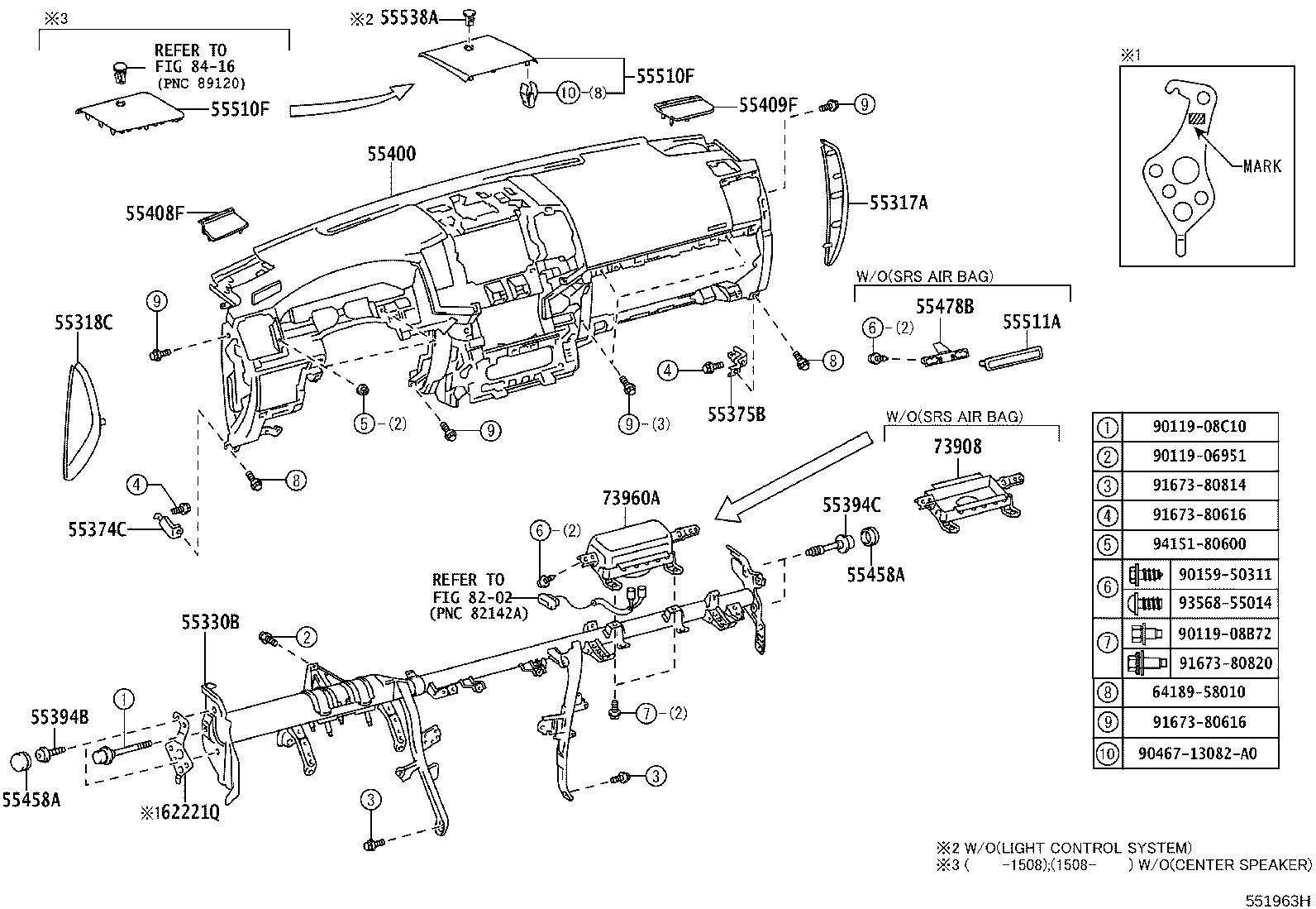 55406-60280 PANEL SUB-ASSY, INSTRUMENT CLUSTER FINISH, LOWER CENTER product image
