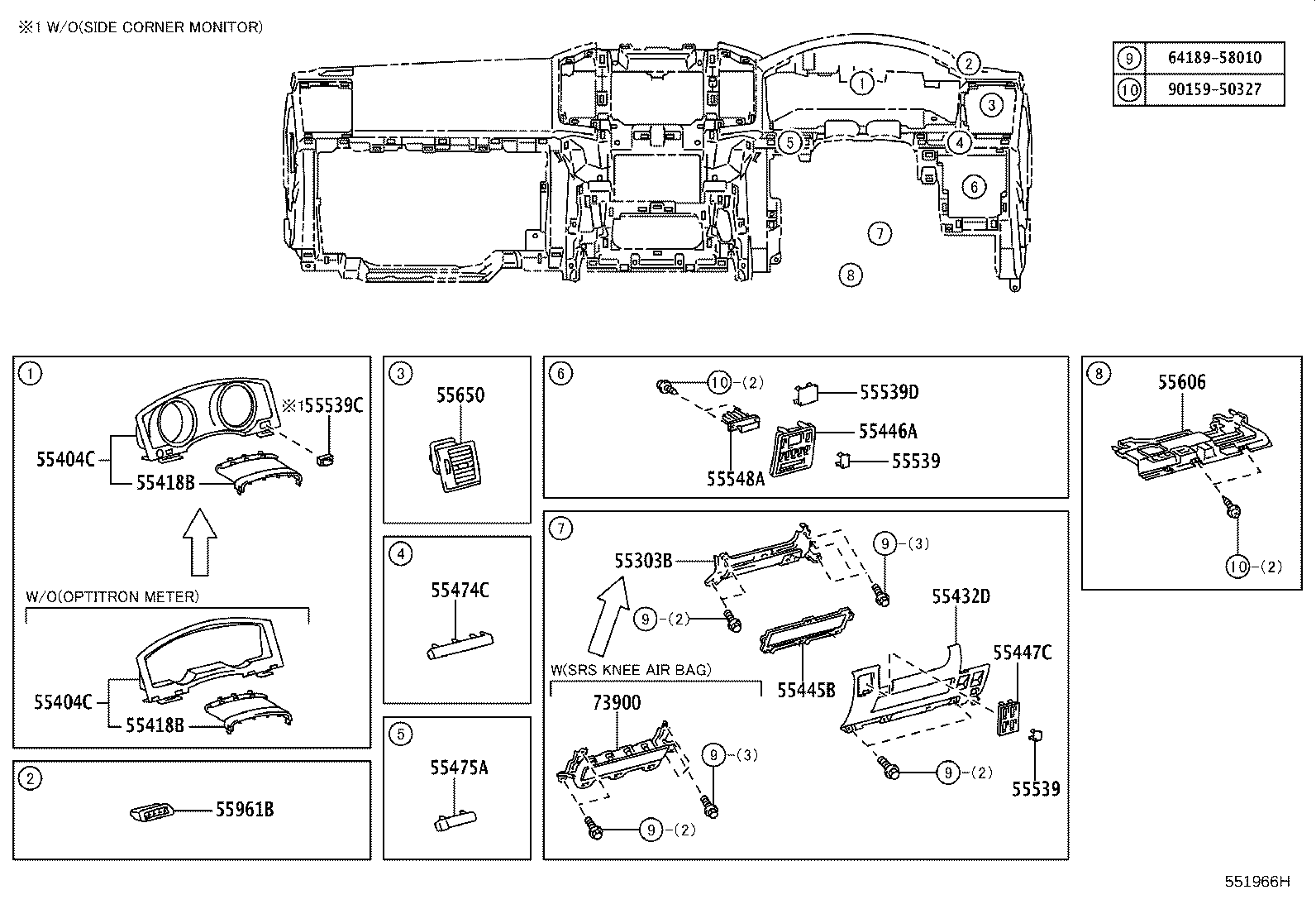 55406-60280 PANEL SUB-ASSY, INSTRUMENT CLUSTER FINISH, LOWER CENTER product image